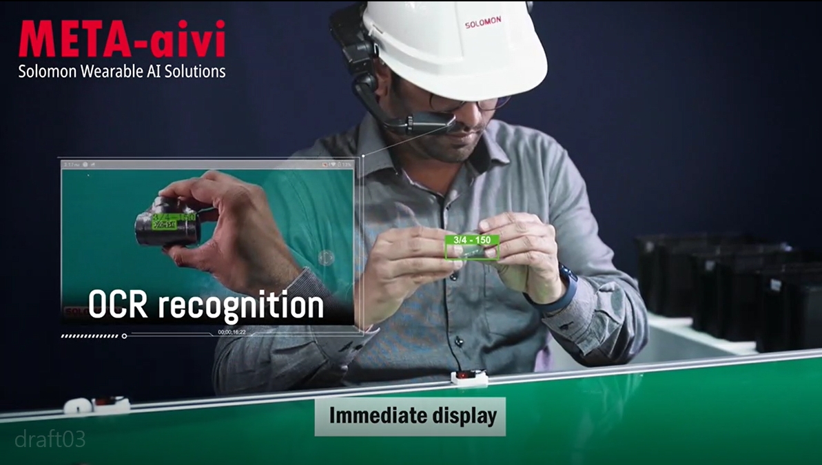 male operator using META-aivi OCR function to inspect small object held in his hands