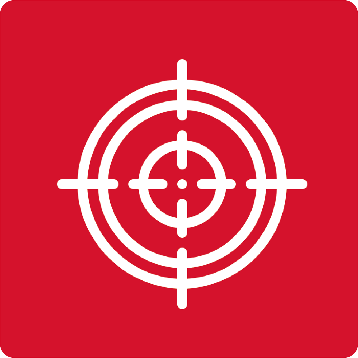 Accuracy icon: a white target on a red background