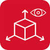 Bin Picking in 1 Minute mit KI und 3D-Vision 1 red icon representing stereo vision