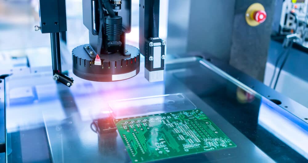 PBC Inspection Using AOI AOI system inspecting PCB in a electronics production line