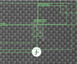 Scratch defects detected on carbon fiber fabric