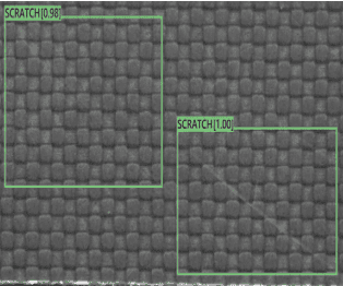 Scratch defects detected on carbon fiber fabric