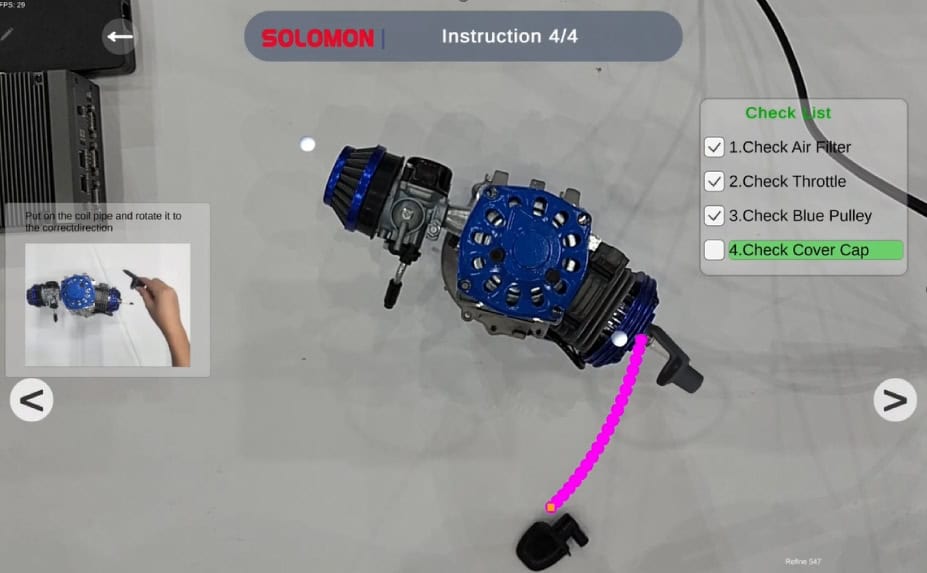 META-aivi performing assembly guidance using AR + AI