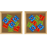 Image Capture (Old and New items) graphic of green, blue, and red teabags inside two bins