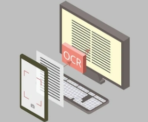 Reconhecimento Óptico de Caracteres (OCR) Diagrama mostrando o processo de escaneamento de texto por OCR.