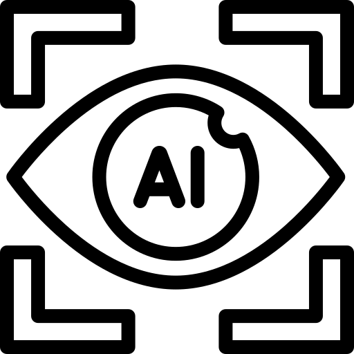 Machine Vision Icon representing machine vision: a stylized eye inside a frame.