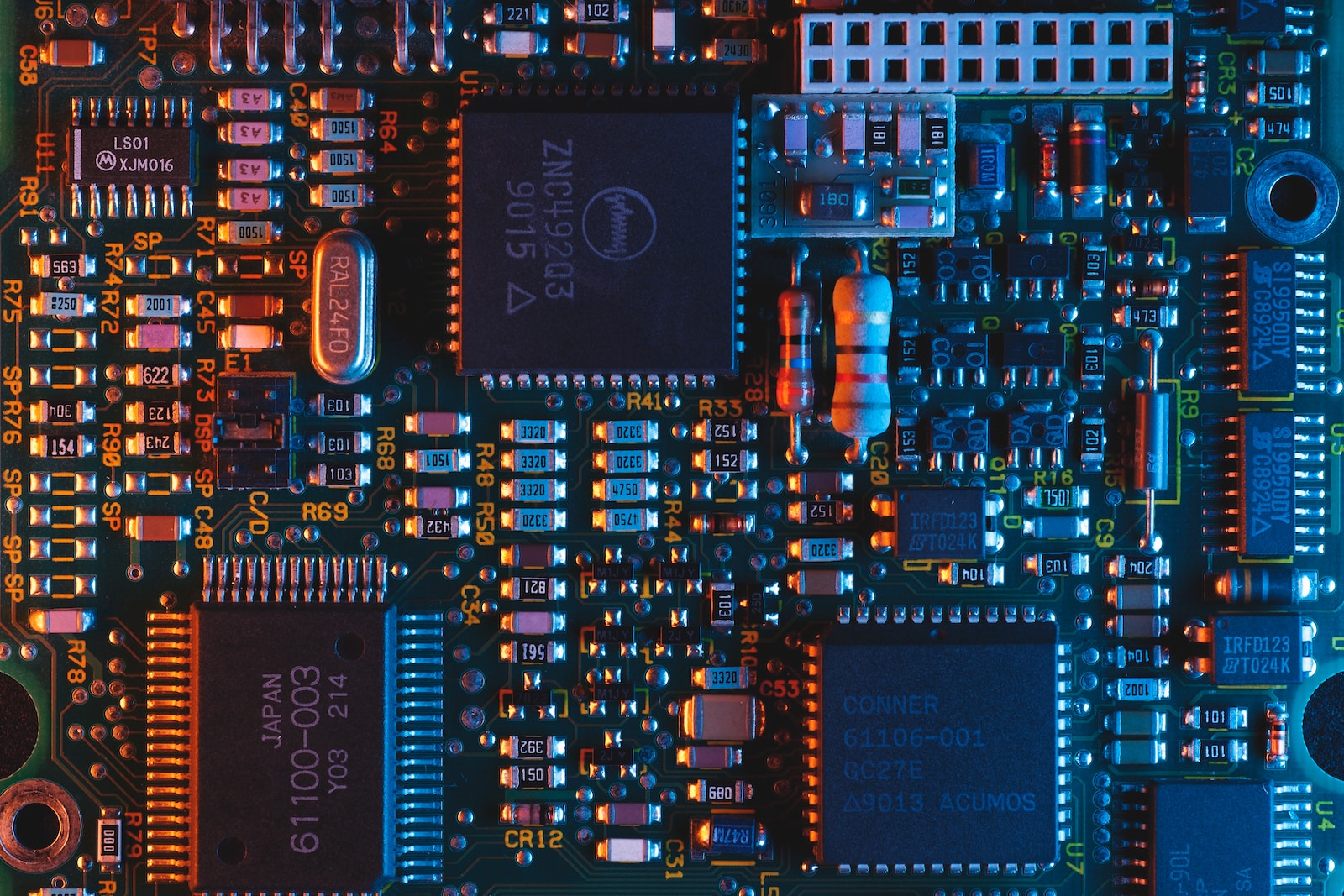 blue printed circuit board