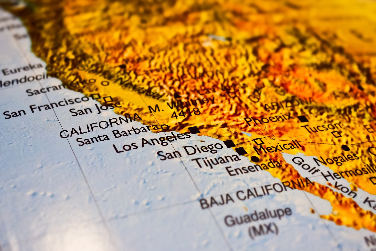 Map of US West Coast used as featured image for Solomon Technology Corp. USA - New Los Angeles Branch Office Announcement