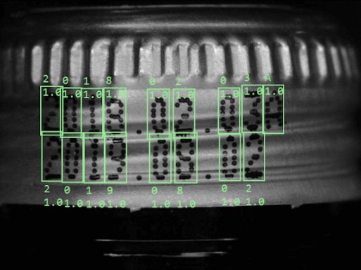 AI-based bottle cap inspection and OCR system verifying batch and date codes on aluminum caps in high-speed production lines.