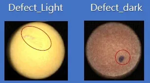 SolVision detects localized light and dark color defects on pharmaceutical tablet surfaces.