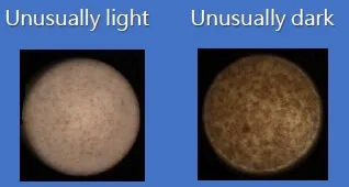 SolVision AI tablet inspection identifies tablets with unusually light and unusually dark surface color.