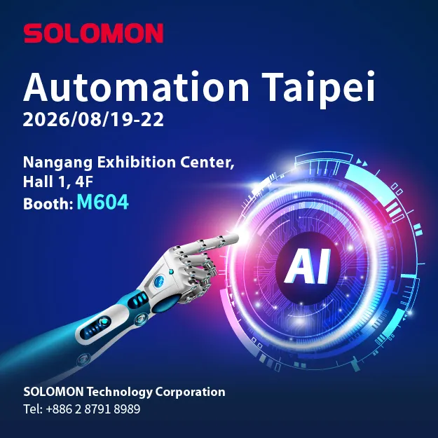 Solomon Automation Taipei 2026 AI and robotics exhibition featured image with event dates, location, and Booth M604.